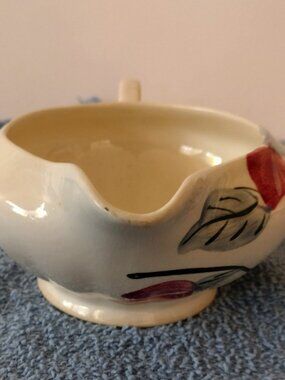 Gravy Boat Blue Ridge Southern Potteries Red Flower Hand Painted
